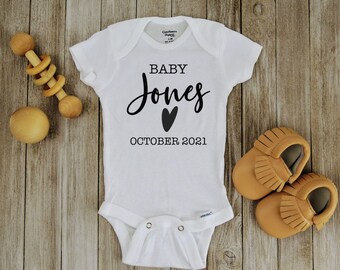 Custom Last Name Onesie, Pregnancy Announcement Onesie, Cute Baby Clothes