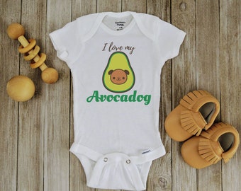 Avocado Onesie, Dog Lover Onesie, I love my dog onesie,  funny baby Onesie, Cute baby Onesie, New baby Onesie