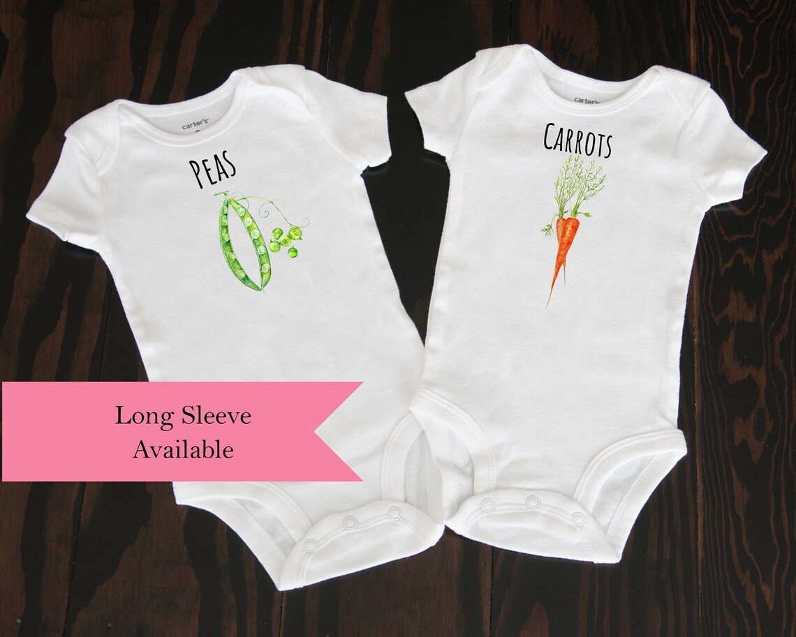 Peas and Carrots we go together twin clothing baby bodysuits Etsy