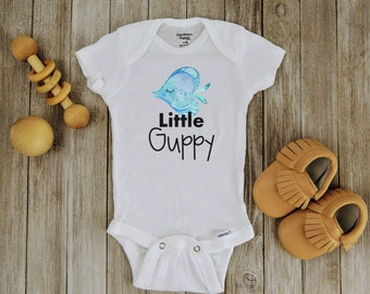 Little Guppy Onesie, funny baby Onesie, Cute baby Clothes, ocean baby shower decor or gift, baby fish onesie
