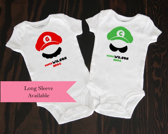 Twin Super Mario Hats Brother's Last Names First Initial Set of