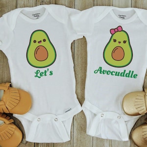 Twin Onesies, Let&#39;s Avocuddle Twins, Avocado Twin onesies Twin baby gift, Twin baby clothes