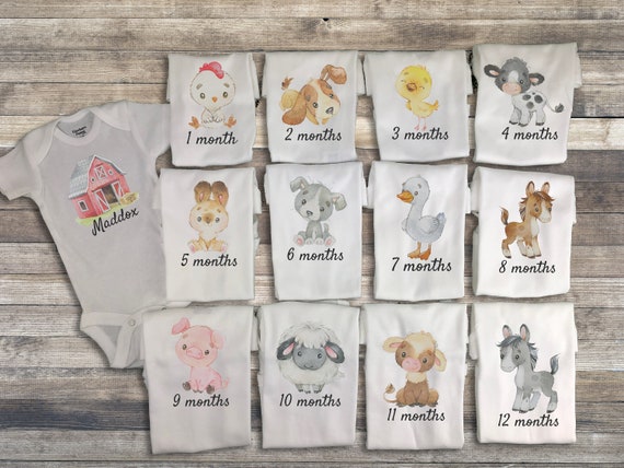 Milestone Onesies Farm Onesie Monthly Onesies 12 Month