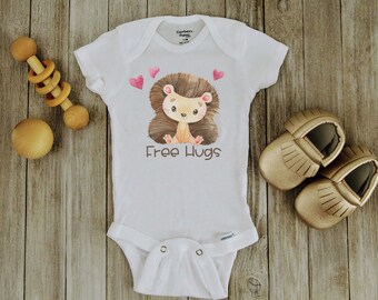 Free Hugs Porcupine Onesie, Valentine's baby gift, cute baby Onesie, Porcupine Onesie, Valentines Onesie