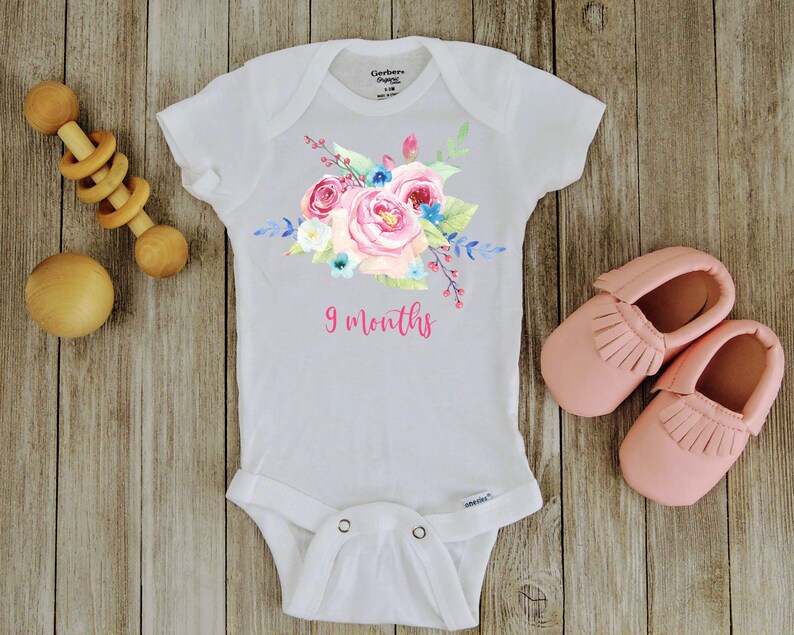Milestone Onesies Monthly Onesies Flower Onesies 12 month Etsy