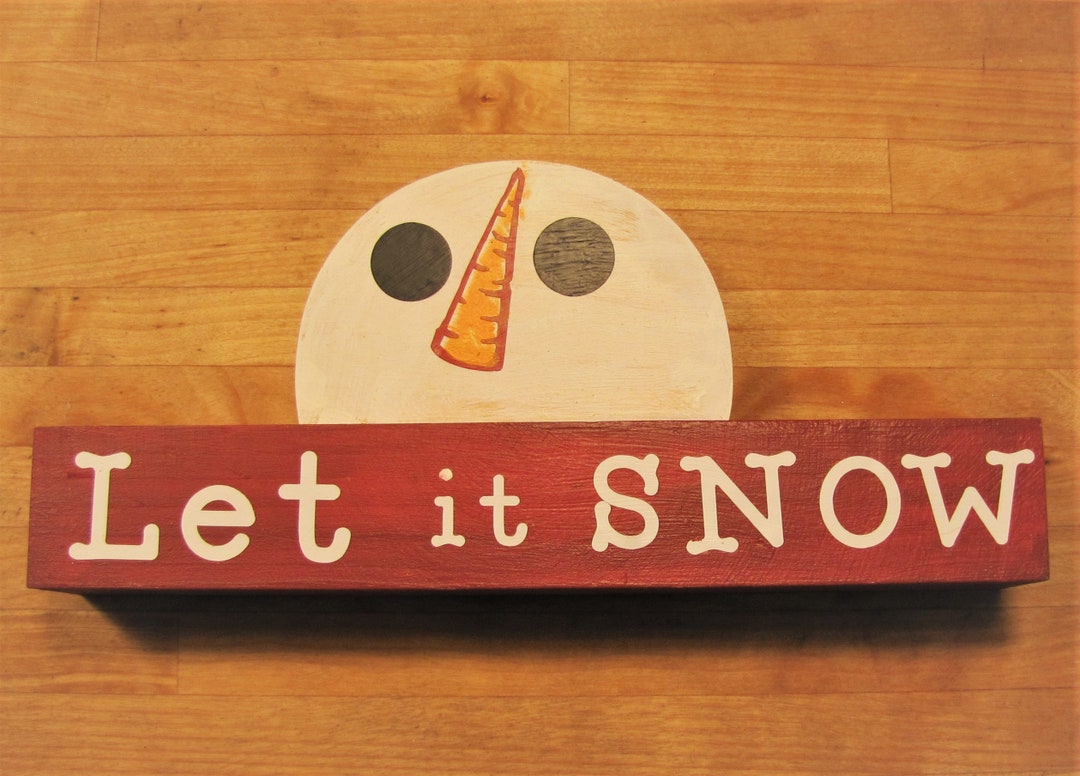 Let It SNOW Mini Block With Snowman on Top - Etsy