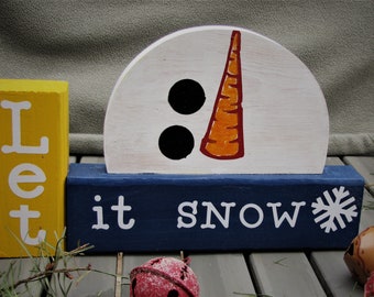 Let it Snow and half circle snowman head block