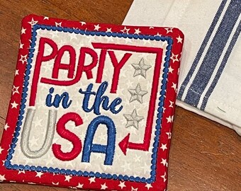 Patriotic Coasters or Mug Rugs, Let Freedom Ring, Party in the USA