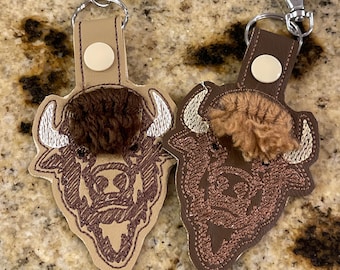 Bison, Buffalo Design Key Chain, Key Fob