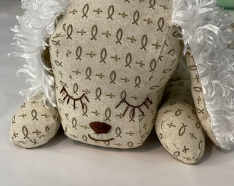 Christian Fabric Stuffed Puppy: Christening Gift, Get Well Gift