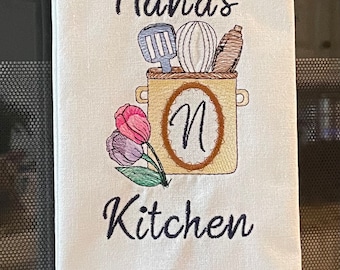 Personalized Embroidered Kitchen Towel, Nana's Kitchen Gift