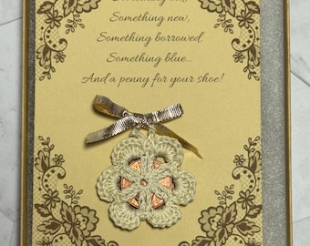Lucky Penny Crochet Charm: Bridal Shoe, Bouquet, or Gift