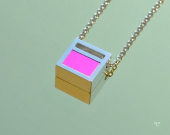 Aluminum Anniversary Necklace – Minimalist Jewelry – Aluminum Jewelry – Minimalist Necklace – Pink Pendant
