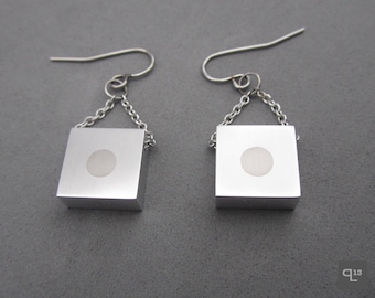 Aluminum Anniversary Gift for Her – Minimalist Jewelry – Aluminum Earrings – Minimalist Earrings – Aluminum Jewelry – Titanium Inlay Series