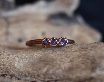 Raw Ruby Copper Ring - July Birthstone, Size 8.5