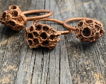 Electroformed Copper Coral Ring – Handmade Nautical Jewelry