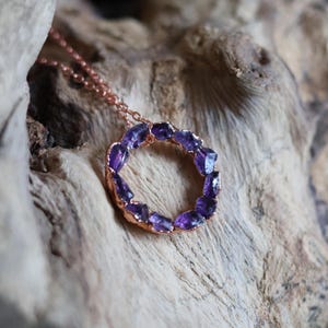 Raw Amethyst necklace. Amethyst eternity necklace. February Birthstone. Gifts for her. Anniversary gift. Birthstone jewelry.