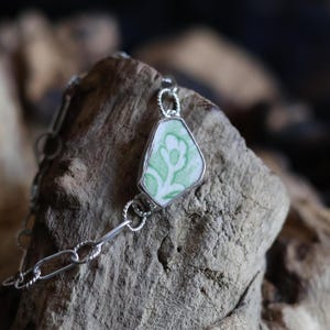 Handmade Silver Sea Pottery Bracelet, Adjustable Charm Bracelet