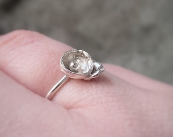 Handmade Sterling Silver Poppy Flower Ring, One-of-a-Kind