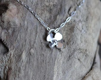 Handmade Tiny Wildflower Necklace, Sterling Silver Flower Pendant