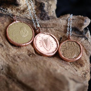 Unique Coin necklace. Travel gift. Electroformed Wanderlust coin pendant. Layering necklace. Handmade necklace ready to ship!