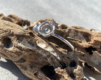 Organic silver botanical stacking ring. Handmade Silver Poppy flower ring. Unique one-of-a-kind ring. Packaged ready to gift.