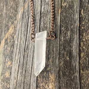 Quartz crystal point necklace on a 18&quot; Copper chain. Handmade and ready to ship. Will arrive packaged ready to gift.