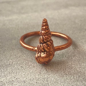 Unique copper Seashell ring- Real shell electroformed in copper- Handmade Nautical Ring- Ready to ship!