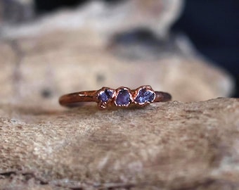 Raw Ruby Copper Ring - July Birthstone, Size 8.5