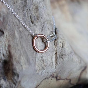 Silver and/or Copper link necklace with Silver chain. Silver and Copper mixed metal necklace. Ready to ship!