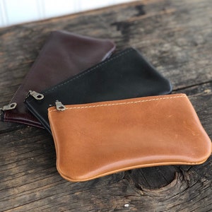 Leather Mini Zippered Pouch, Card Wallet, Mini Clutch, Zippered Pouch , Wallet, Coin Purse, Personalized Monogram