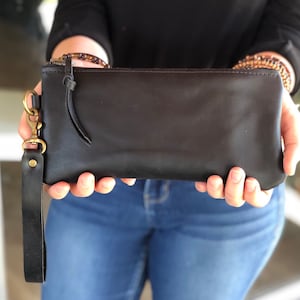 Cartera de cuero, Cartera para iPhone, Cartera para smartphone, Cartera de cuero, Estuche de cuero con cremallera, Bolso de cuero, Monograma personalizado