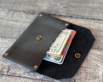 Leather Card Wallet, Pocket Wallet, Minimalist Wallet, Snap Wallet, Credit Card Wallet