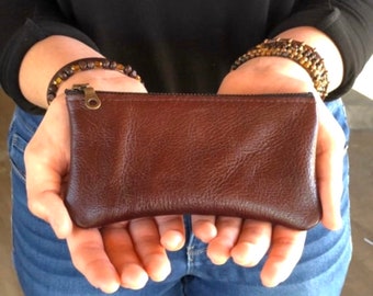 Leather Mini Zippered Pouch, Card Wallet, Mini Clutch, Zippered Pouch , Wallet, Coin Purse, Personalized Monogram