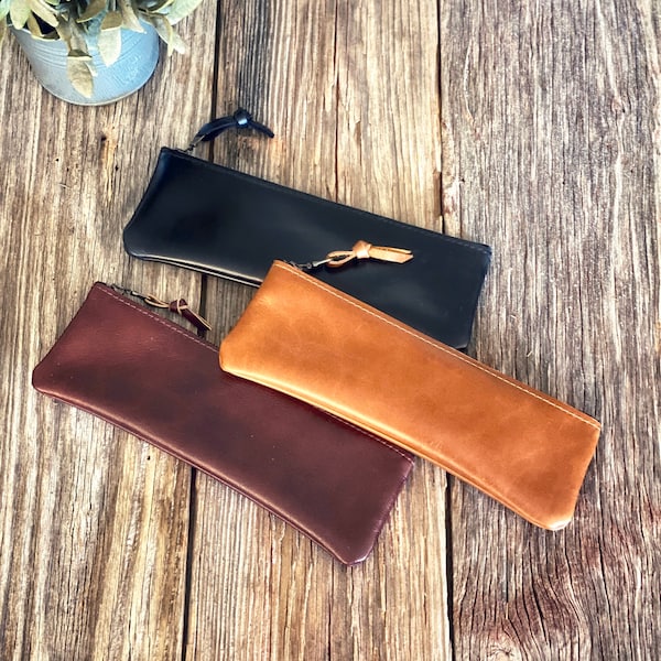 Leather Pencil Pouch Etsy