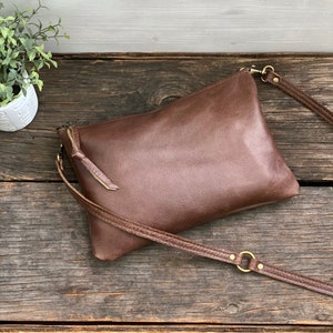 LAST ONE, Small Leather Crossbody bag, Convertible Leather Clutch, Leather Zippered Pouch, Small Leather Purse, Leather Messenger