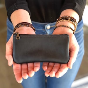 Minibolso de cuero con cremallera, tarjetero, minibolso de mano, monedero, monedero, monograma personalizado
