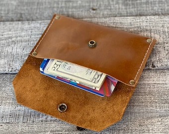 Leather Card Wallet, Pocket Wallet, Minimalist Wallet, Snap Wallet, Credit Card Wallet