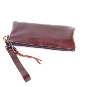 Leather Wristlet Wallet, iPhone Wristlet, Smartphone Wristlet, Leather Clutch, Leather Zippered Pouch, Leather Bag, Personalized Monogram image 4