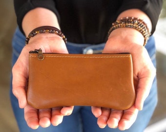 Leather Mini Zippered Pouch, Card Wallet, Mini Clutch, Zippered Pouch , Wallet, Coin Purse, Personalized Monogram