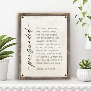 ROMANS 8:38-39 Metal Print on Reclaimed Wood Frame-Nothing Will Separate Us From God-Scripture Wall Art-Rustic Wall Art-Christian Wall Decor
