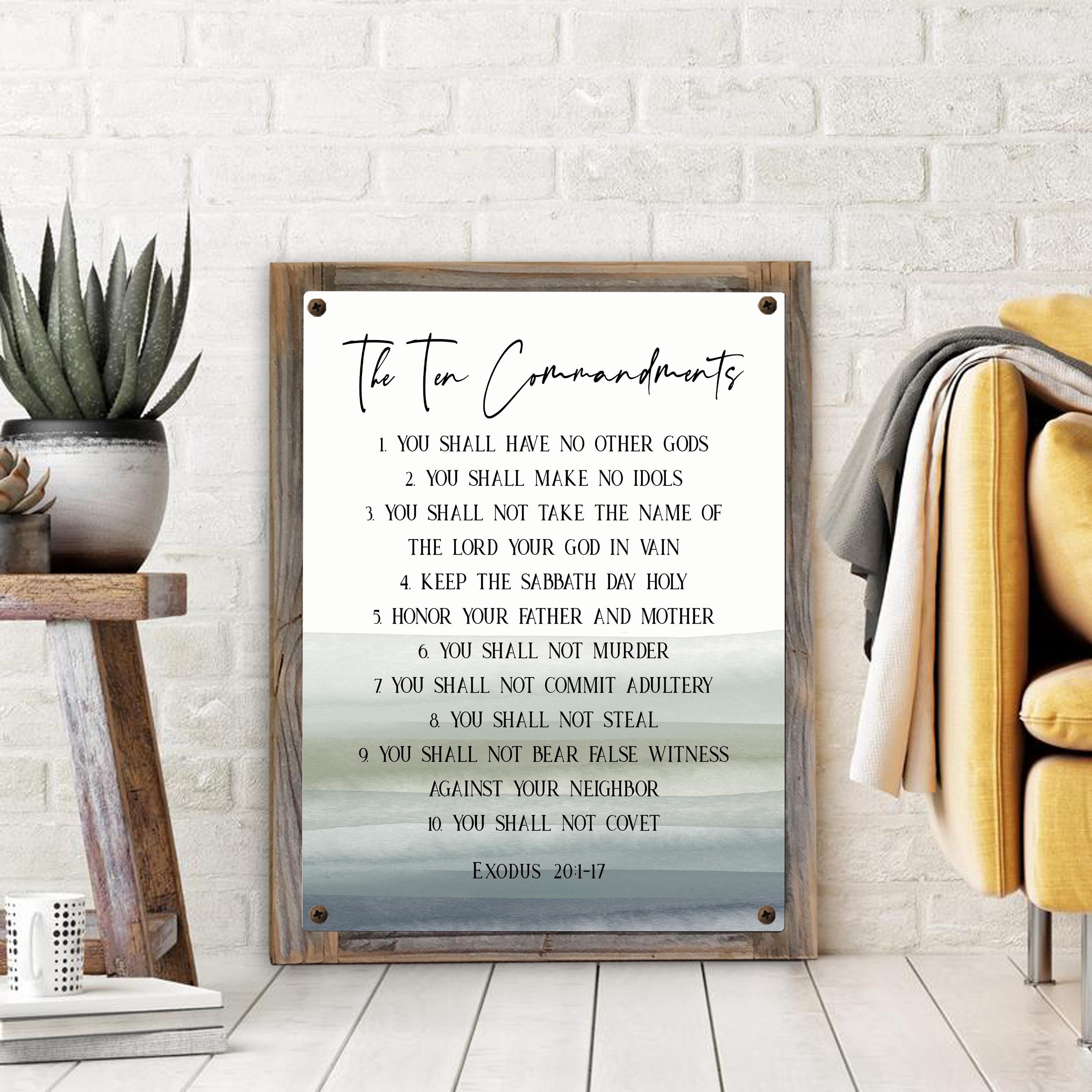 Full Ten Commandments Metal Print on Reclaimed Wood Frame-exodus 20:1 ...