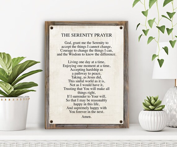 Full Serenity Prayer Metal Print on Reclaimed Wood Frame-recovery