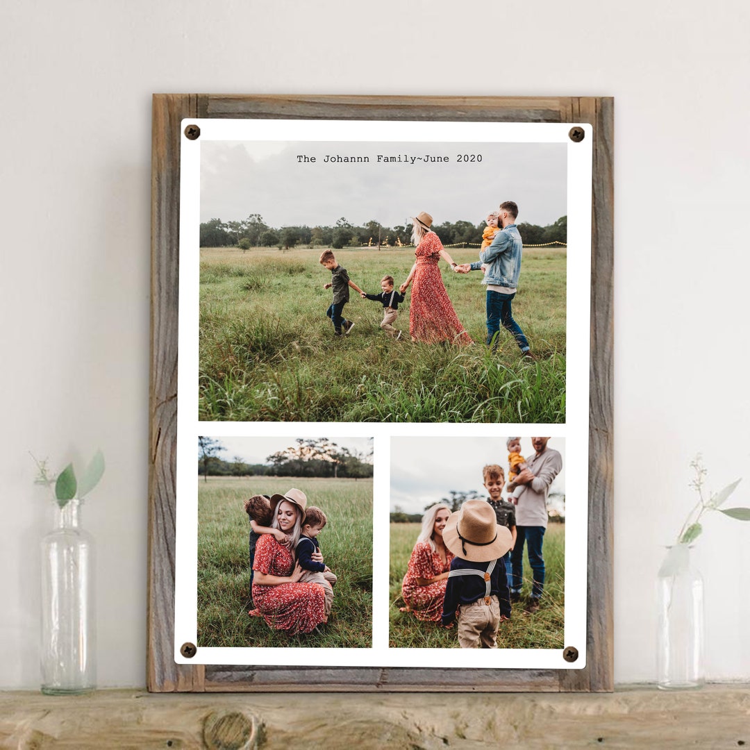Custom Photo Collage Metal Print Mounted on A Reclaimed Wood Frame ...