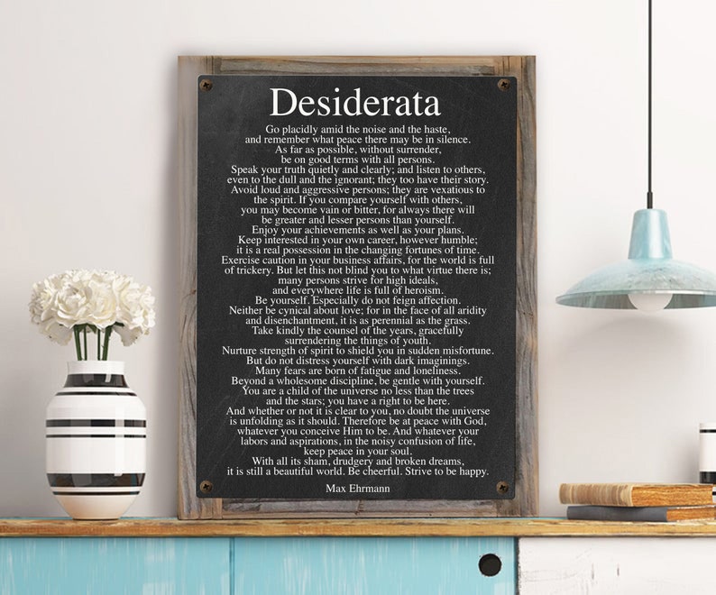 Desiderata Poem on Metal Print-Reclaimed Wood Frame-Max Ehrmann Wall Art-Inspirational Wall Art-Motivational Decor-Man Gift Idea image 7