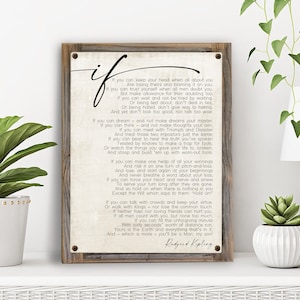 IF Poem by Rudyard Kipling-Metal Print on Reclaimed Wood Frame-Inspirational Gift- Graduation Gift-Classic Poem For Son-Gift For HIm