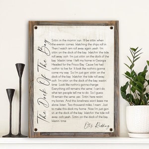 Sittin&#39; On the Dock Of The Bay Song Lyric Metal Print-Reclaimed Wood Frame-First Dance Song Lyric-Wedding Song Wall Decor-Anniversary Gift
