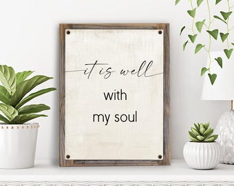 It Is Well With My Soul Metal Print on Reclaimed Wood Frame-Hymn Wall Art-Rustic Christian Wall Decor