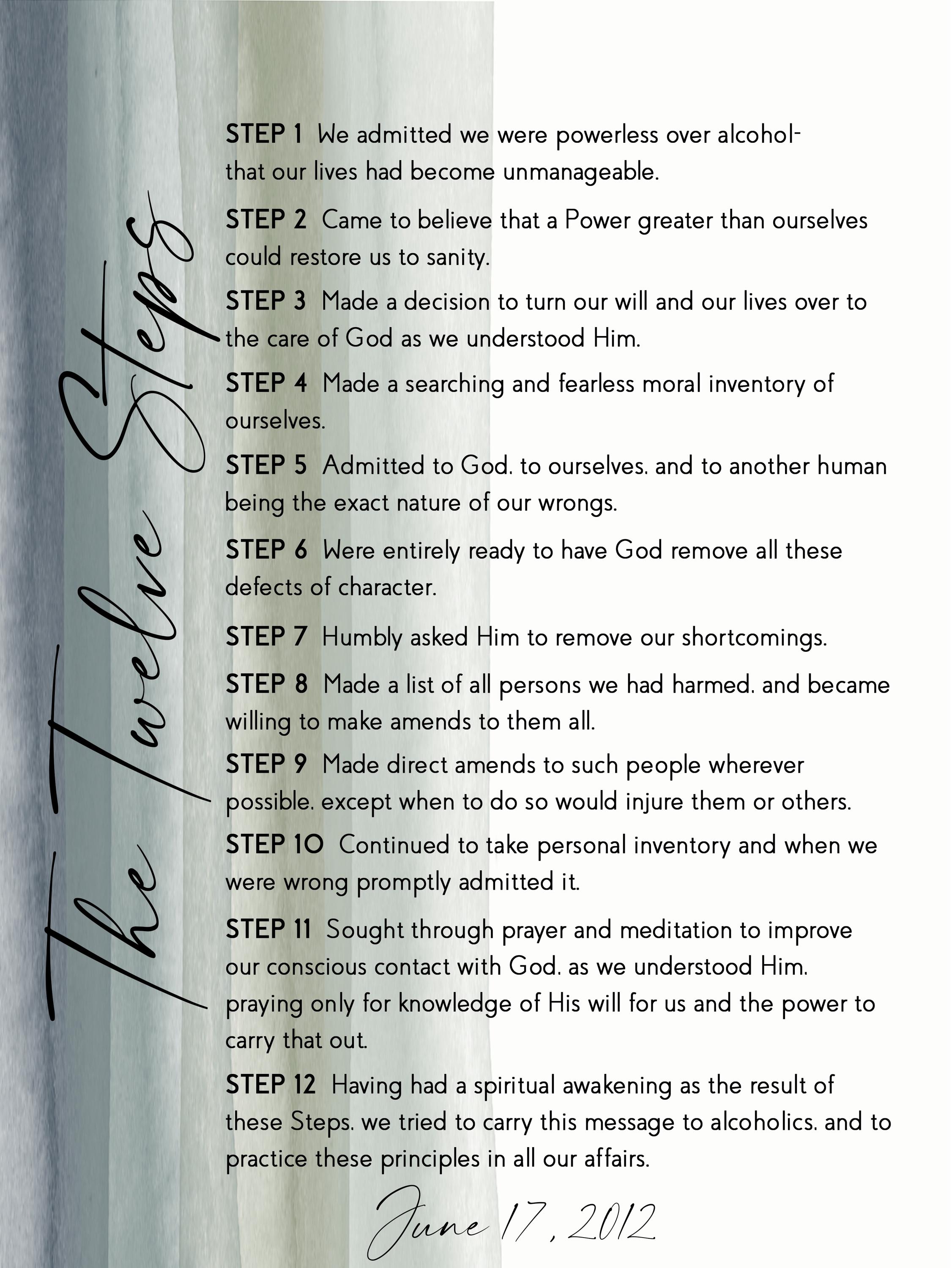The 12 Steps of AA Metal Print on Reclaimed Wood Frame-recovery
