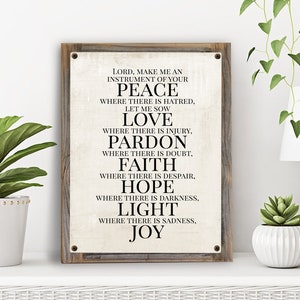 St Francis Prayer Vintage Metal Print on Reclaimed Wood Frame-Rustic Scripture Art-Recovery Prayer-St Francis Of Assisi